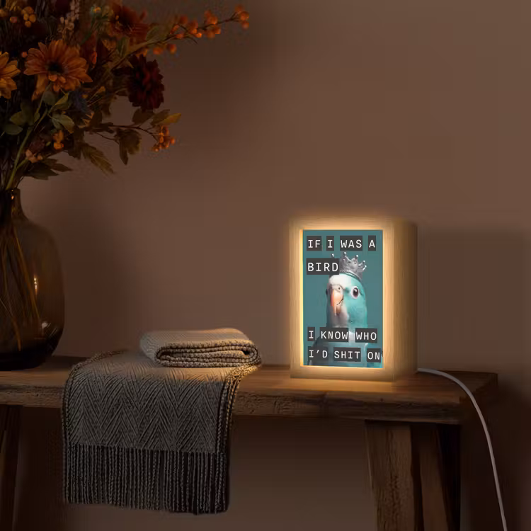 Parkiet - Turquoise - Quotes - Decoratie Light Box met kabel (Tafellamp) klein -sfeer4