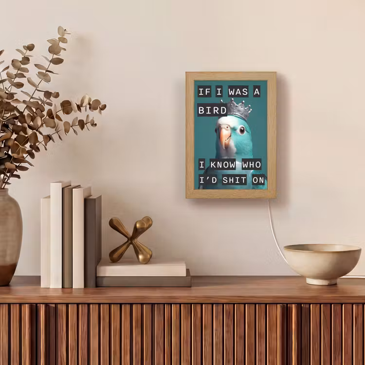Parkiet - Turquoise - Quotes - Decoratie Light Box met kabel (Tafellamp) klein -sfeer2