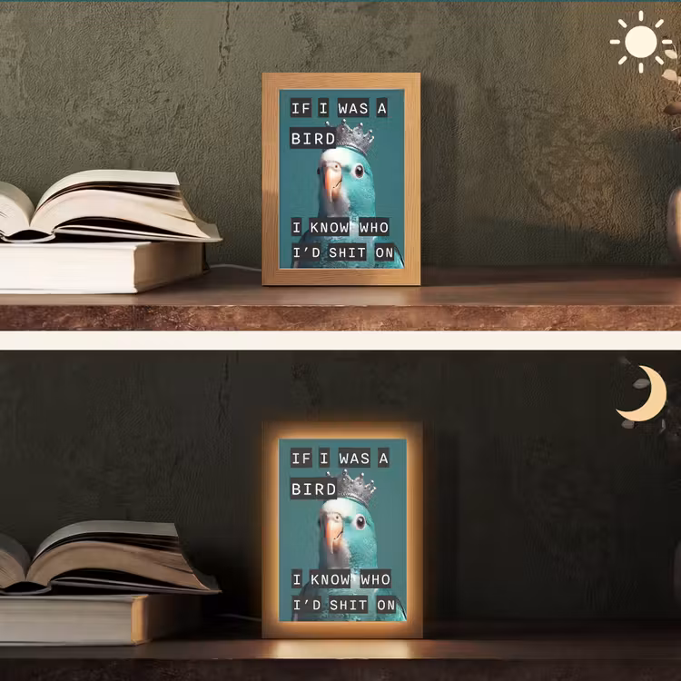 Parkiet - Turquoise - Quotes - Decoratie Light Box met kabel (Tafellamp) klein -sfeer3