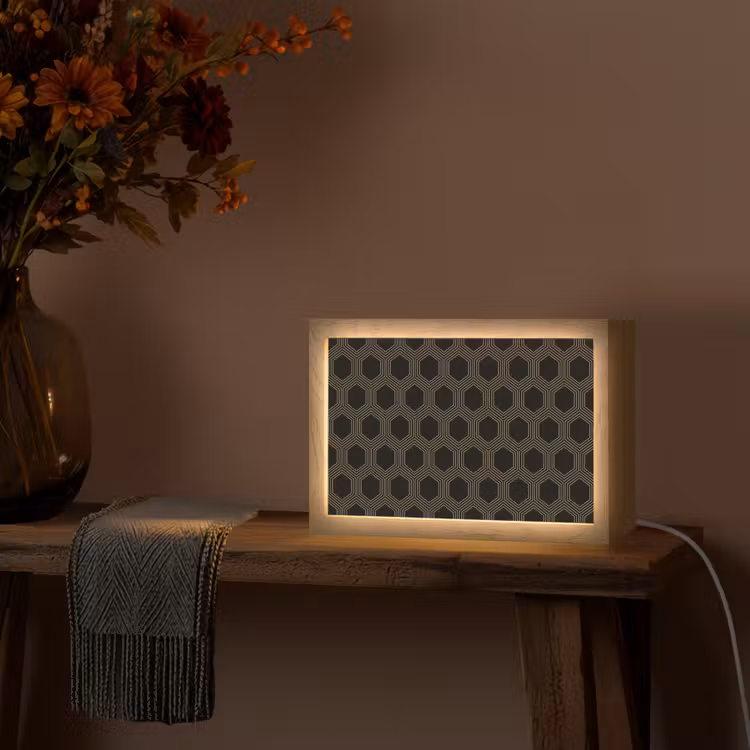 Parallel - Goud - Zwart - Bijenraatmotief Light Box met kabel (Tafellamp) klein 924 -sfeer4
