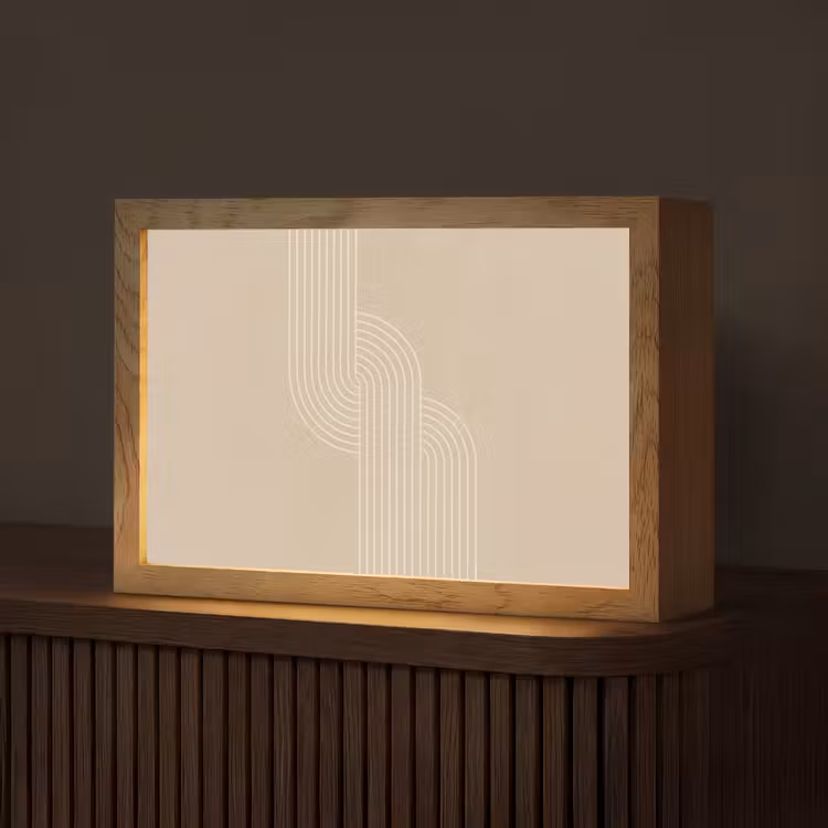 Parallelle lijnen - Lichte textuur - Beige Light Box met kabel (Tafellamp) klein -z3d_website