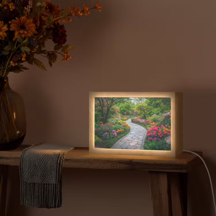 Park - Bloemen - Tuin Light Box met kabel (Tafellamp) klein -sfeer4