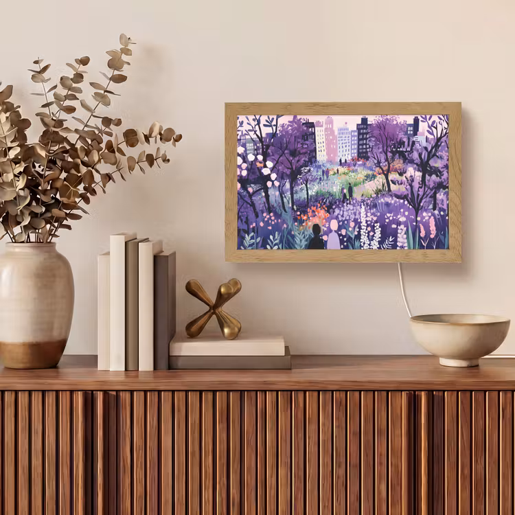 Park - Bomen - Bloemen - Gebouwen Light Box met kabel (Tafellamp) klein -sfeer2