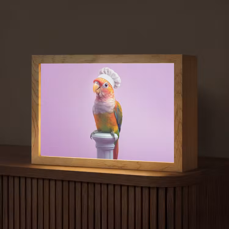 Papegaai - Koksmuts - Pilaar - Vogel Light Box met kabel (Tafellamp) klein -z3d_website