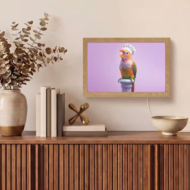 Papegaai - Koksmuts - Pilaar - Vogel Light Box met kabel (Tafellamp) klein -sfeer2