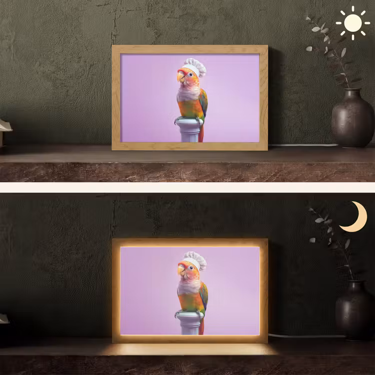 Papegaai - Koksmuts - Pilaar - Vogel Light Box met kabel (Tafellamp) klein -sfeer3