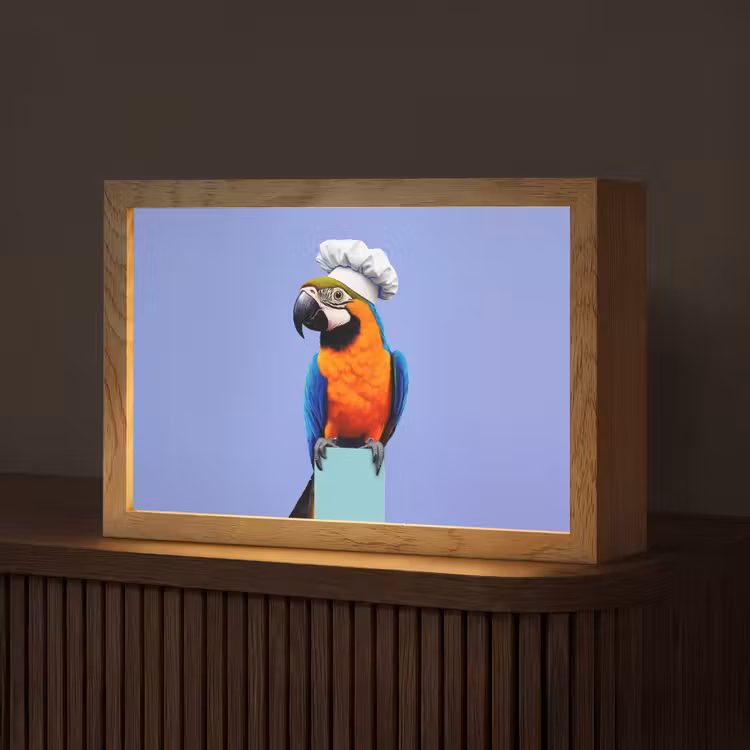 Papegaai - Koksmuts - Vogel - Leuk Light Box met kabel (Tafellamp) klein -z3d_website