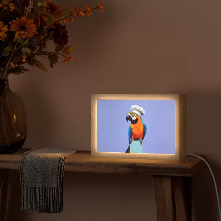 Papegaai - Koksmuts - Vogel - Leuk Light Box met kabel (Tafellamp) klein -sfeer4