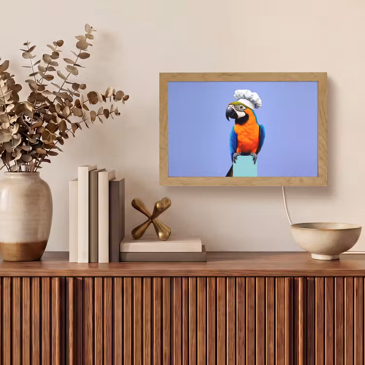 Papegaai - Koksmuts - Vogel - Leuk Light Box met kabel (Tafellamp) klein -sfeer2