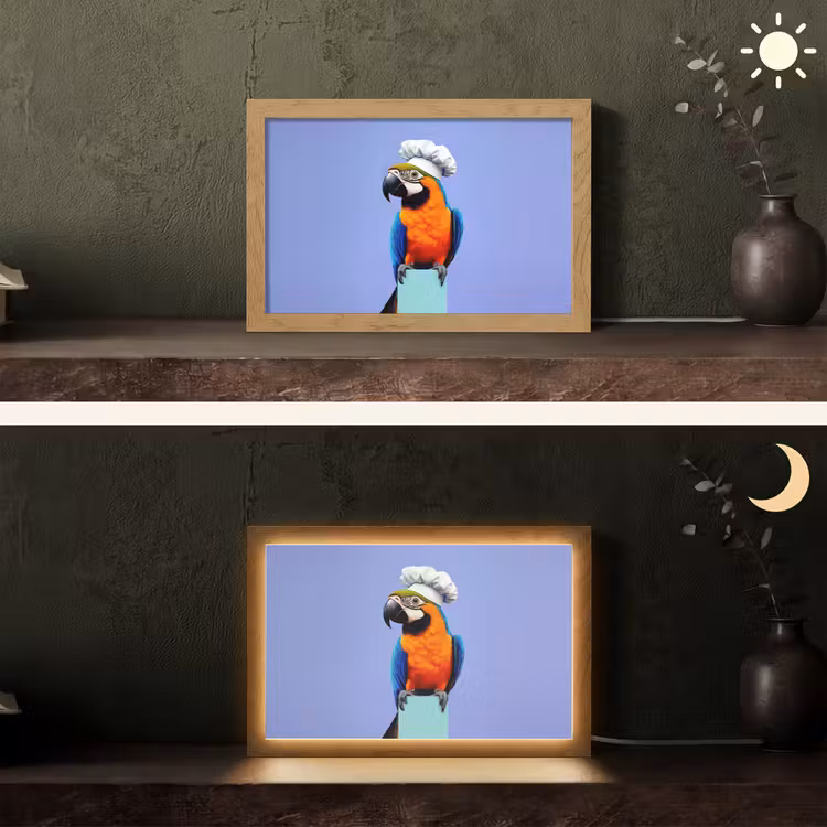 Papegaai - Koksmuts - Vogel - Leuk Light Box met kabel (Tafellamp) klein -sfeer3