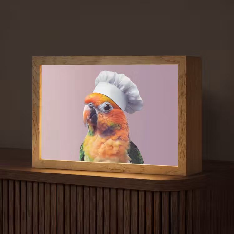 Papegaai - Koksmuts - Nieuwsgierig - Vogel Light Box met kabel (Tafellamp) klein -z3d_website