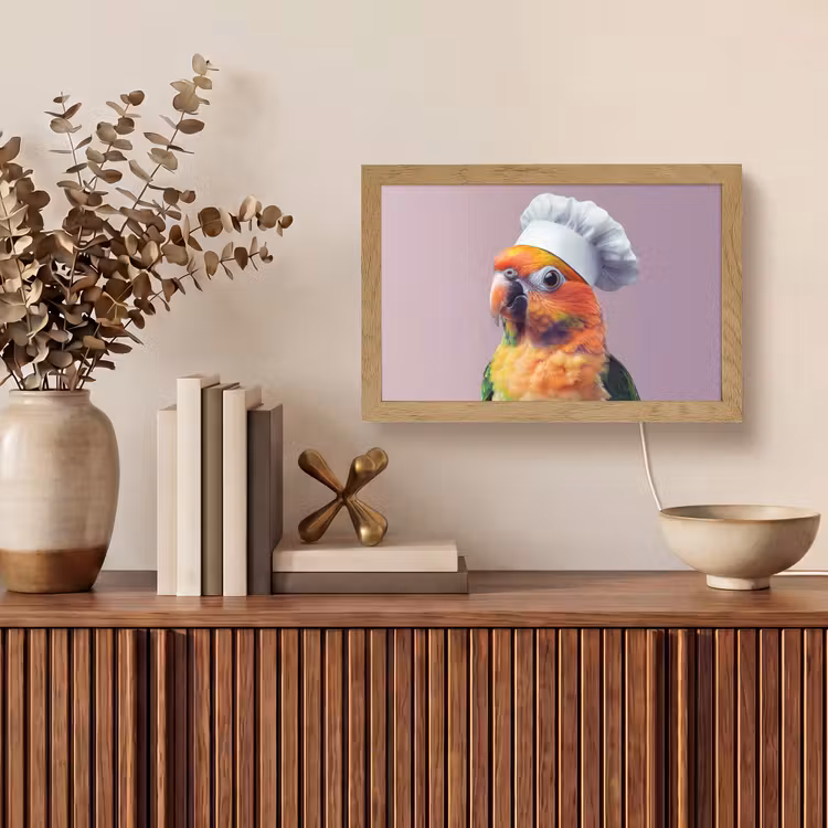 Papegaai - Koksmuts - Nieuwsgierig - Vogel Light Box met kabel (Tafellamp) klein -sfeer2