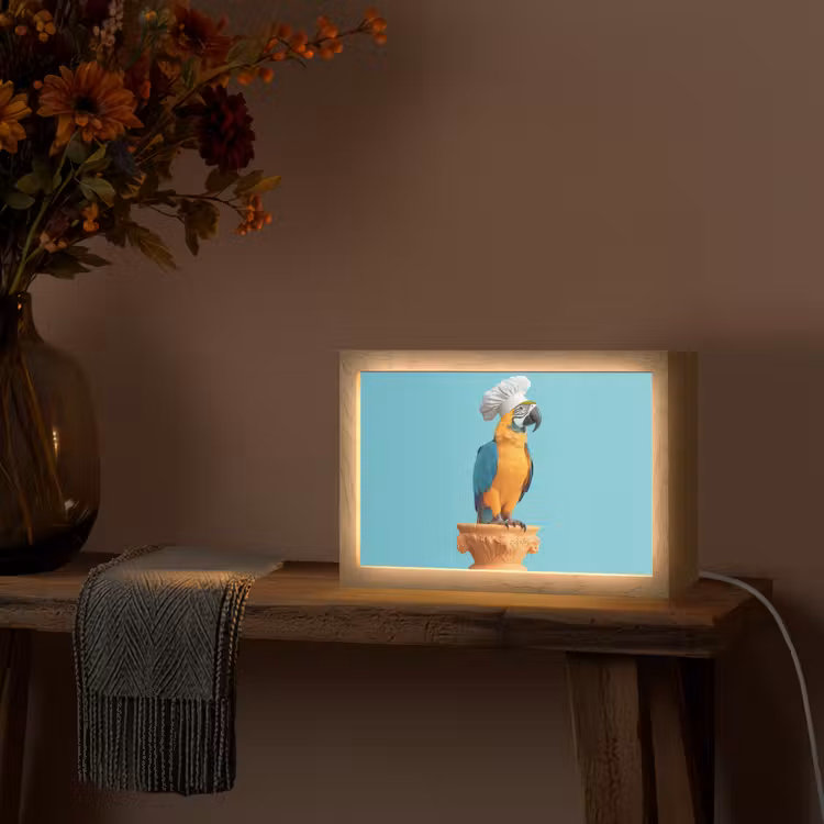 Papegaai - Koksmuts - Grappig - Vogel Light Box met kabel (Tafellamp) klein -sfeer4