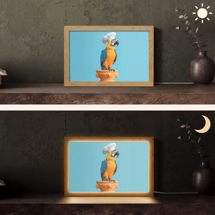 Papegaai - Koksmuts - Grappig - Vogel Light Box met kabel (Tafellamp) klein -sfeer3