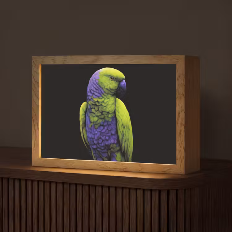 Papegaai - Veren - Opvallend - Groen Light Box met kabel (Tafellamp) klein -z3d_website