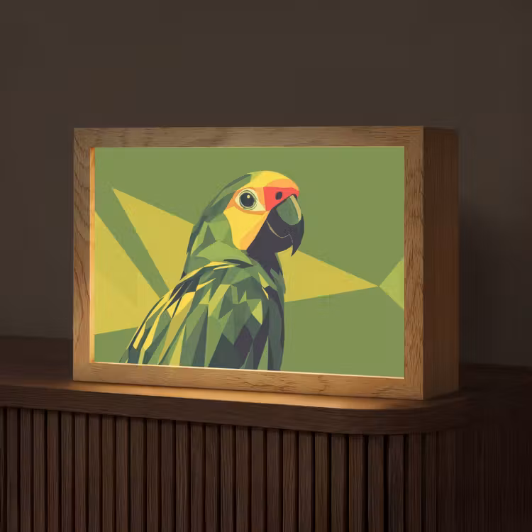Papegaai - Groen - Snavel - Abstract Light Box met kabel (Tafellamp) klein -z3d_website