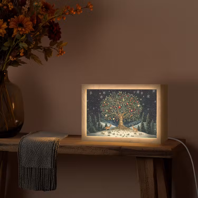 Feestboom - Winterhemel - Kleurrijk Light Box met kabel (Tafellamp) klein -sfeer4