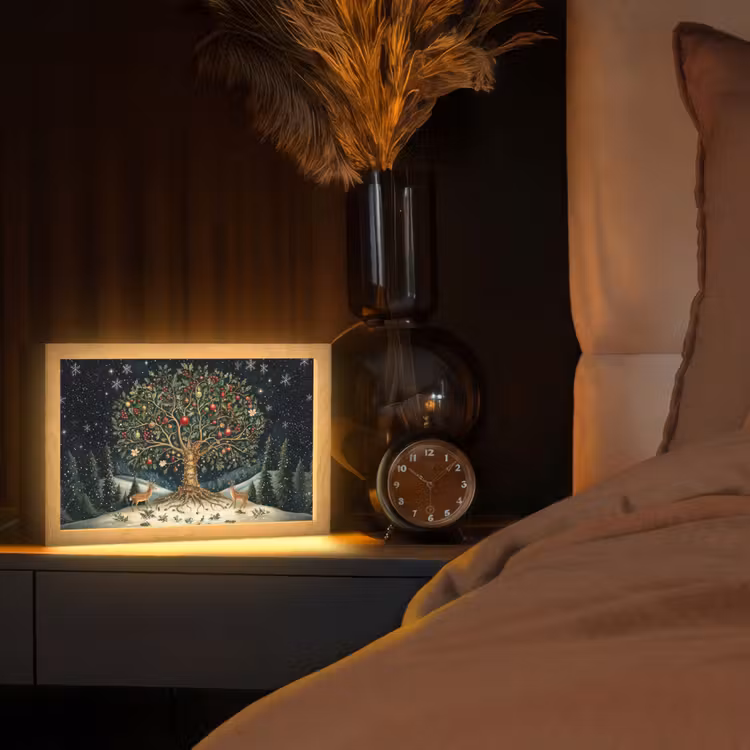 Feestboom - Winterhemel - Kleurrijk Light Box met kabel (Tafellamp) klein -sfeer1