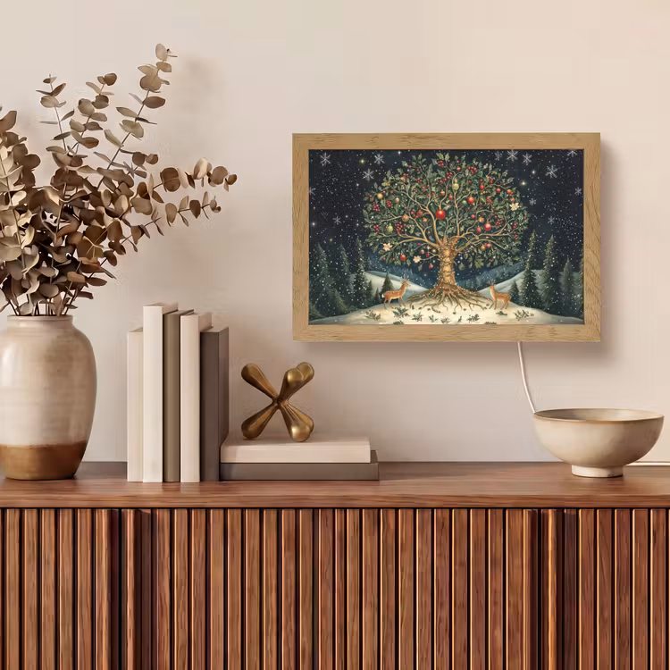 Feestboom - Winterhemel - Kleurrijk Light Box met kabel (Tafellamp) klein -sfeer2