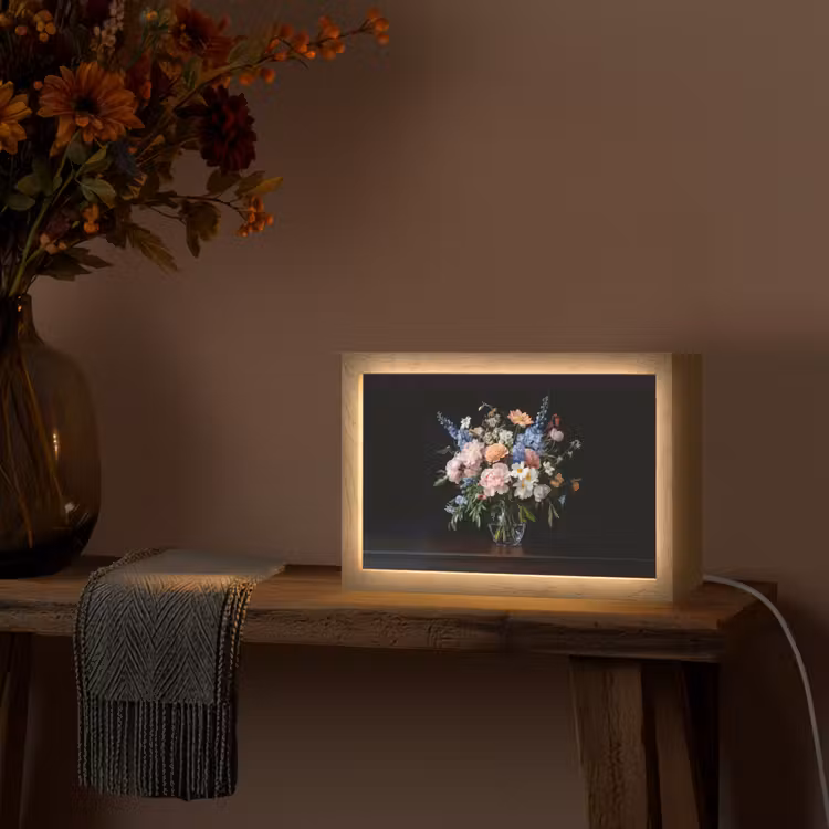 Pastel - Bloemen - Glazen - Vaas Light Box met kabel (Tafellamp) klein -sfeer4
