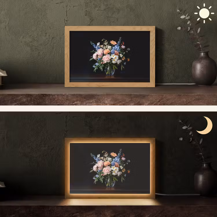 Pastel - Bloemen - Glazen - Vaas Light Box met kabel (Tafellamp) klein -sfeer3