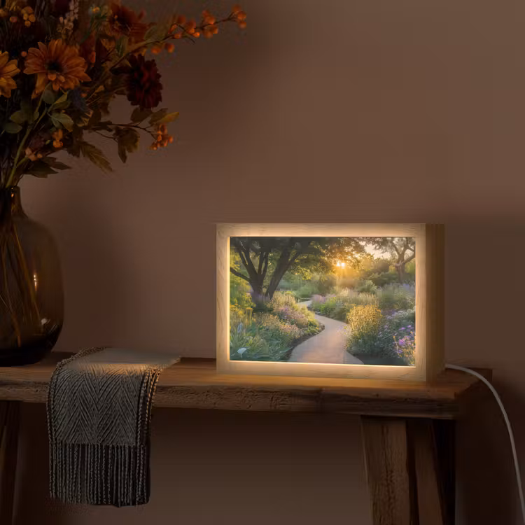 Pad - Bloemen - Park Light Box met kabel (Tafellamp) klein -sfeer4