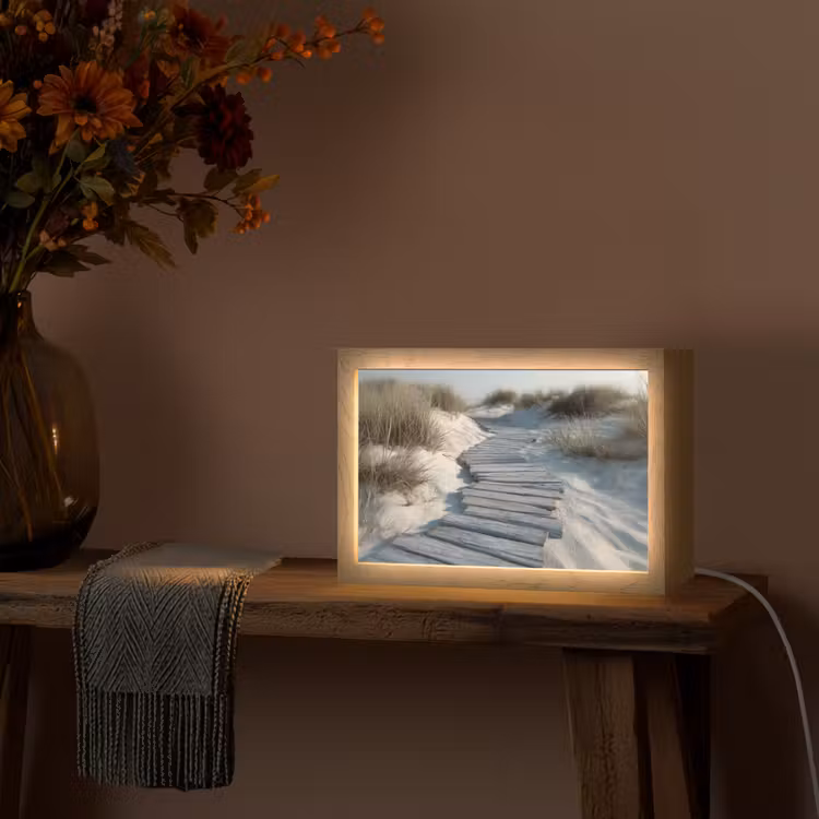 Pad - Planken - Duinen - Gras Light Box met kabel (Tafellamp) klein -sfeer4