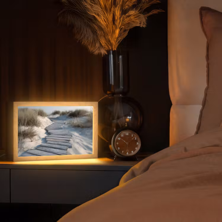 Pad - Planken - Duinen - Gras Light Box met kabel (Tafellamp) klein -sfeer1