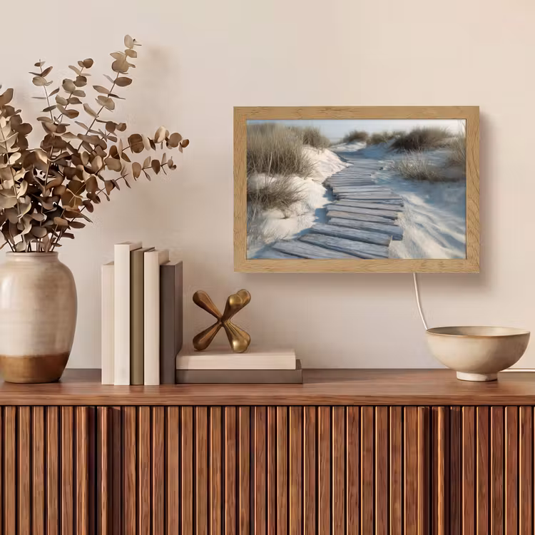 Pad - Planken - Duinen - Gras Light Box met kabel (Tafellamp) klein -sfeer2