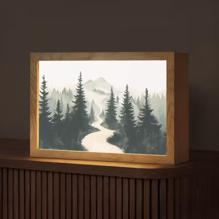 Pad - Bomen - Bos - Illustratie Light Box met kabel (Tafellamp) klein -z3d_website