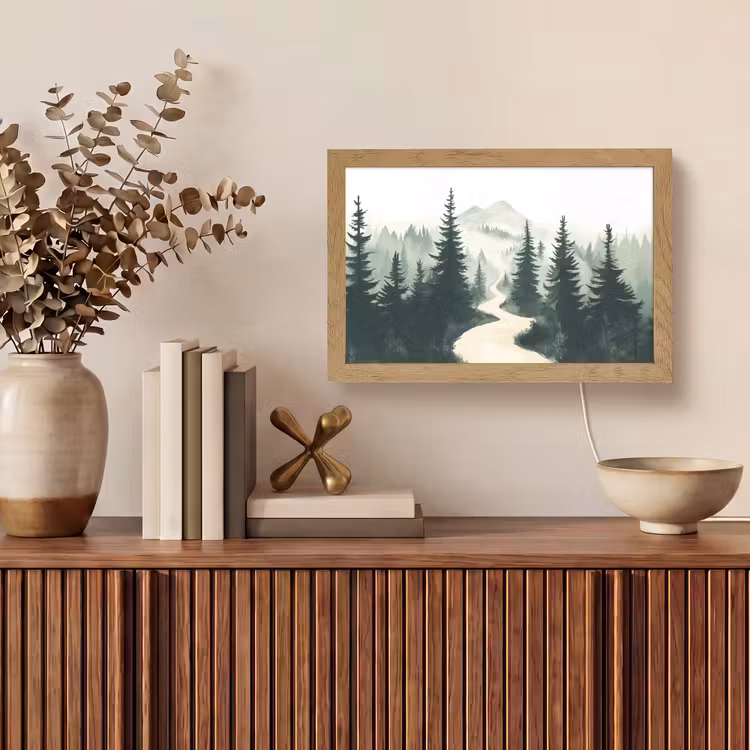 Pad - Bomen - Bos - Illustratie Light Box met kabel (Tafellamp) klein -sfeer2