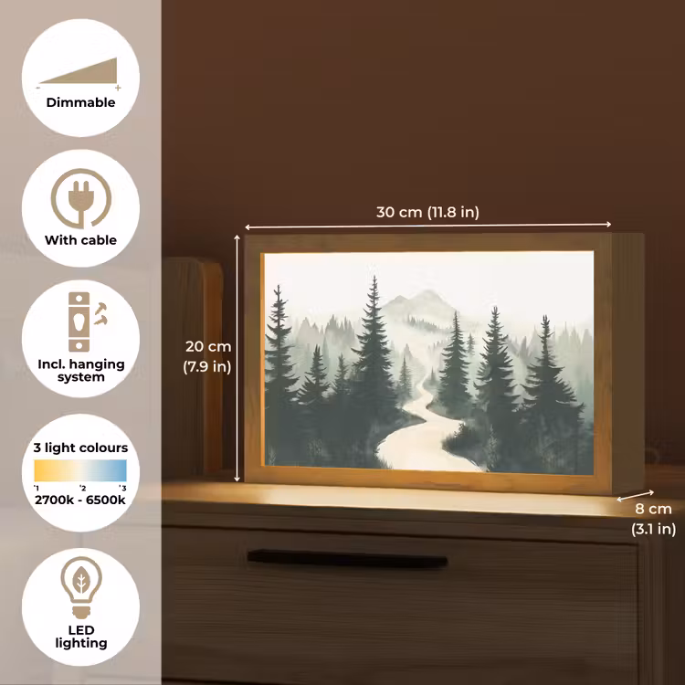 Pad - Bomen - Bos - Illustratie Light Box met kabel (Tafellamp) klein -USP_EN