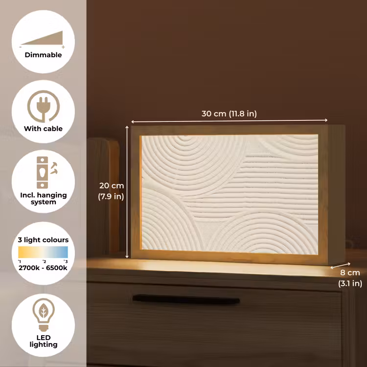 Patroon - Abstract - Wit Light Box met kabel (Tafellamp) klein -USP_EN