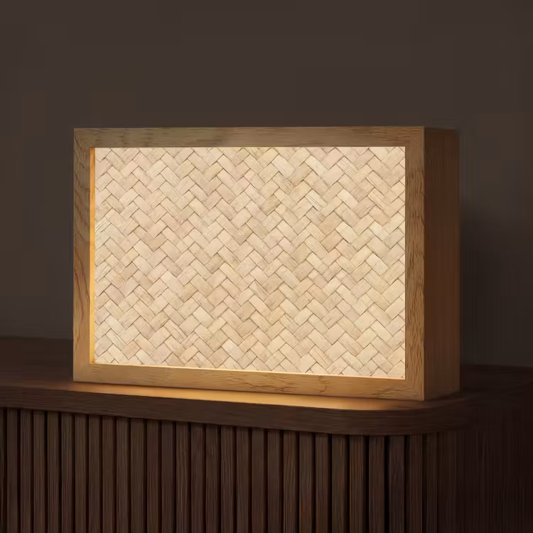 Patroon - Beige - Rotan print Light Box met kabel (Tafellamp) klein -z3d_website