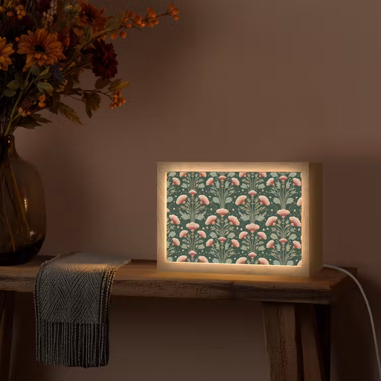 Patroon - Botanisch - Kleurrijk Light Box met kabel (Tafellamp) klein 924 -sfeer4