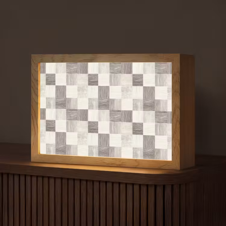 Patroon - Dambord - Houtnerf Light Box met kabel (Tafellamp) klein 924 -z3d_website