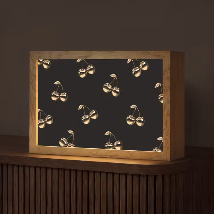 Patroon - Kersen - Goud - Chrome Light Box met kabel (Tafellamp) klein -z3d_website