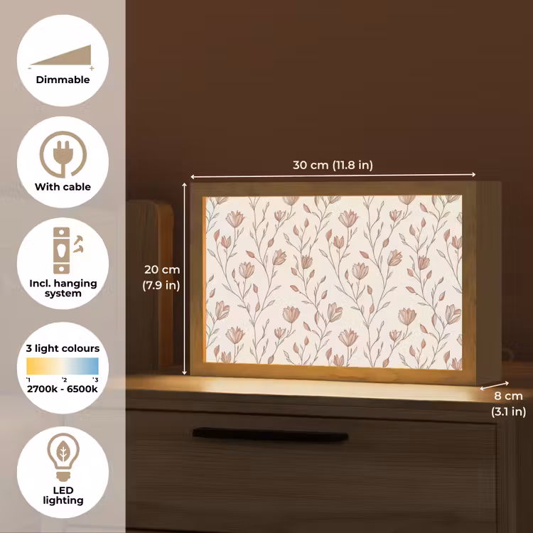 Patroon - Klassiek - Roze Light Box met kabel (Tafellamp) klein 924 -USP_EN