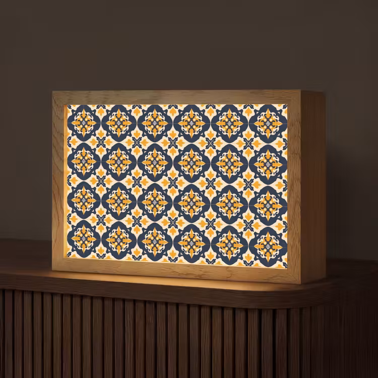 Patroon - Siertegel - Kleurrijk Light Box met kabel (Tafellamp) klein 924 -z3d_website