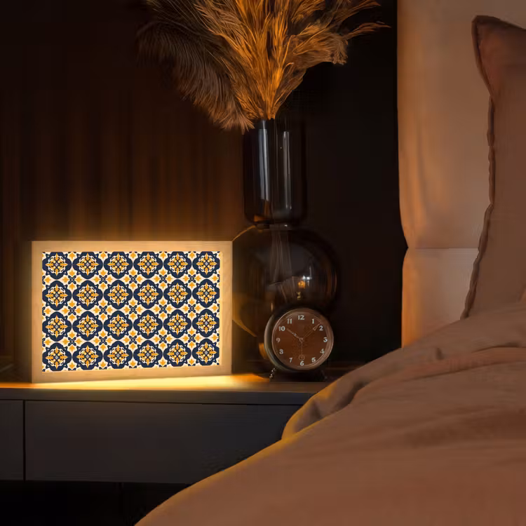 Patroon - Siertegel - Kleurrijk Light Box met kabel (Tafellamp) klein 924 -sfeer1
