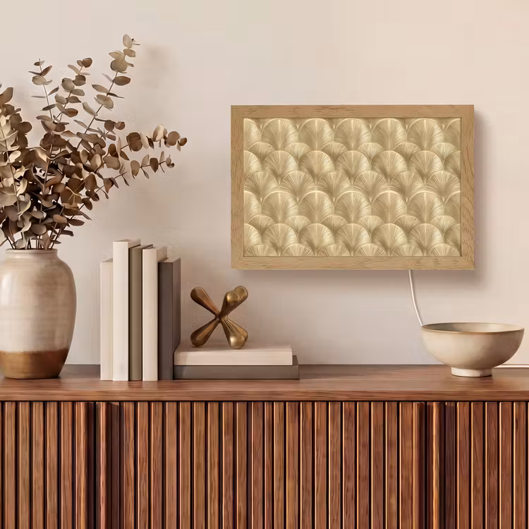 Patroon - Waaier - Goud Light Box met kabel (Tafellamp) klein 924 -sfeer2