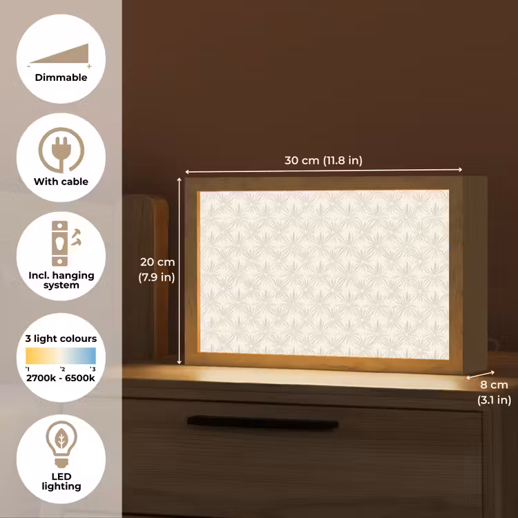 Patroon - Bloemen - Beige Light Box met kabel (Tafellamp) klein 924 -USP_EN