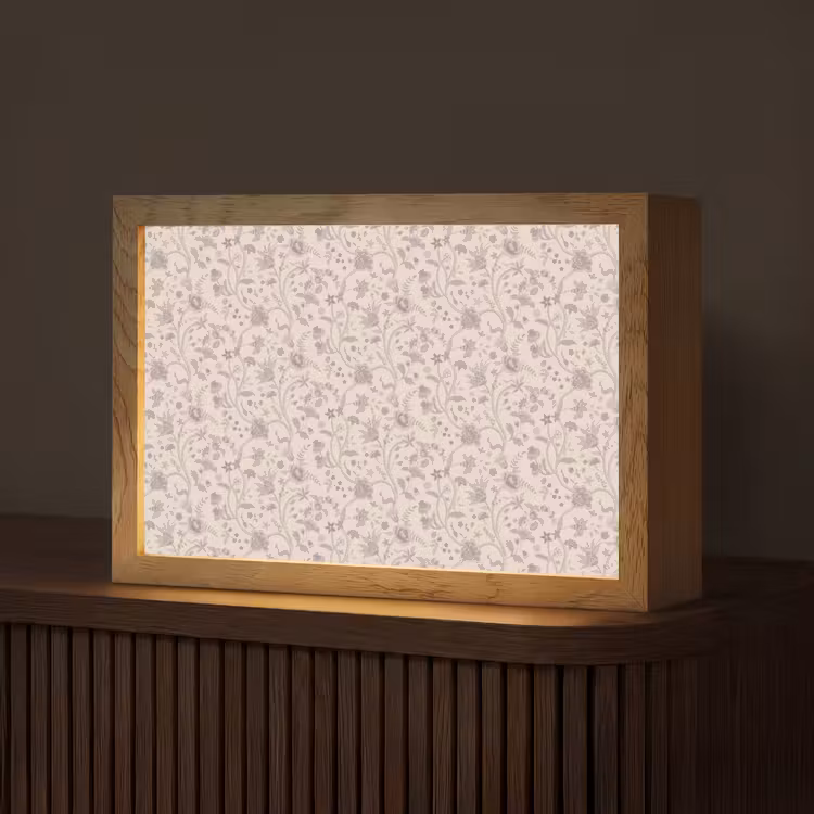 Patroon - Bloemen - Paars Light Box met kabel (Tafellamp) klein 924 -z3d_website