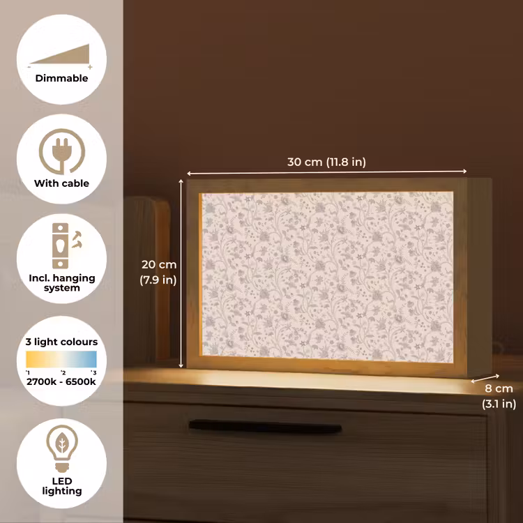 Patroon - Bloemen - Paars Light Box met kabel (Tafellamp) klein 924 -USP_EN