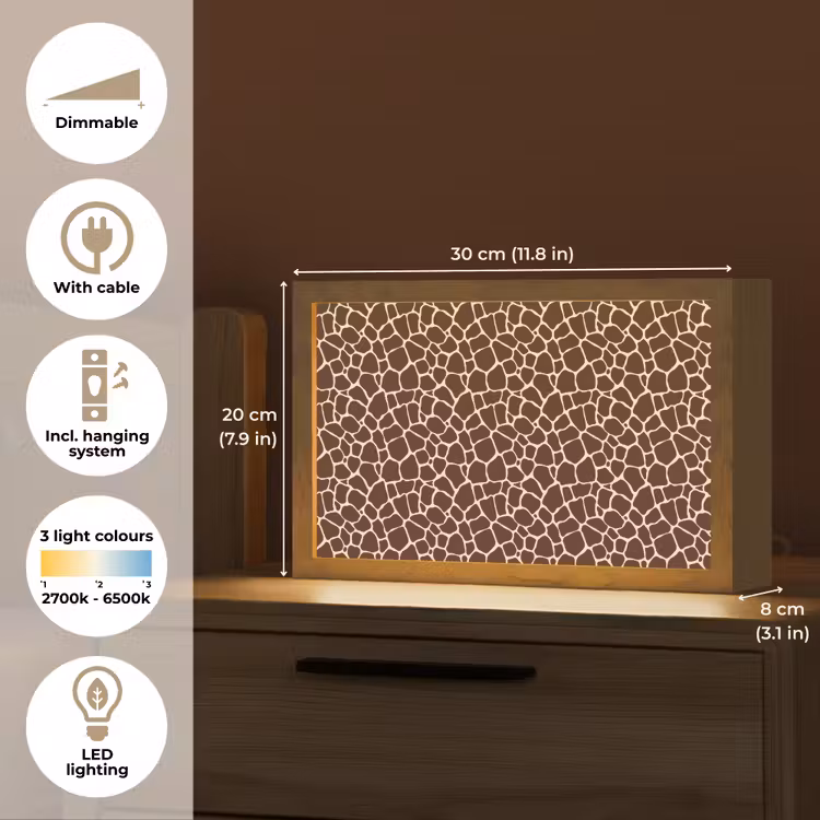 Patroon - Giraf - Bruin Light Box met kabel (Tafellamp) klein 924 -USP_EN