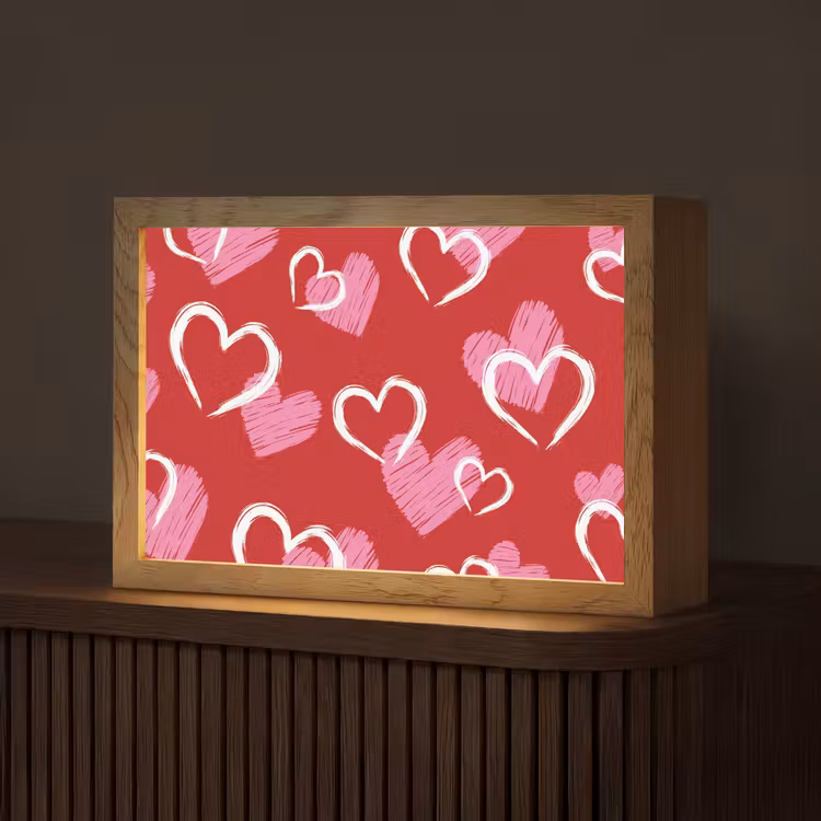 Patroon - Hartjes - Roze - Valentijn Light Box met kabel (Tafellamp) klein -z3d_website