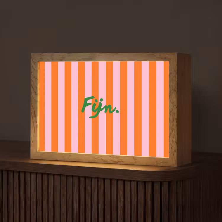 Patroon - Oranje - Fijn - Strepen Light Box met kabel (Tafellamp) klein -z3d_website