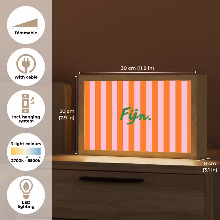 Patroon - Oranje - Fijn - Strepen Light Box met kabel (Tafellamp) klein -USP_EN