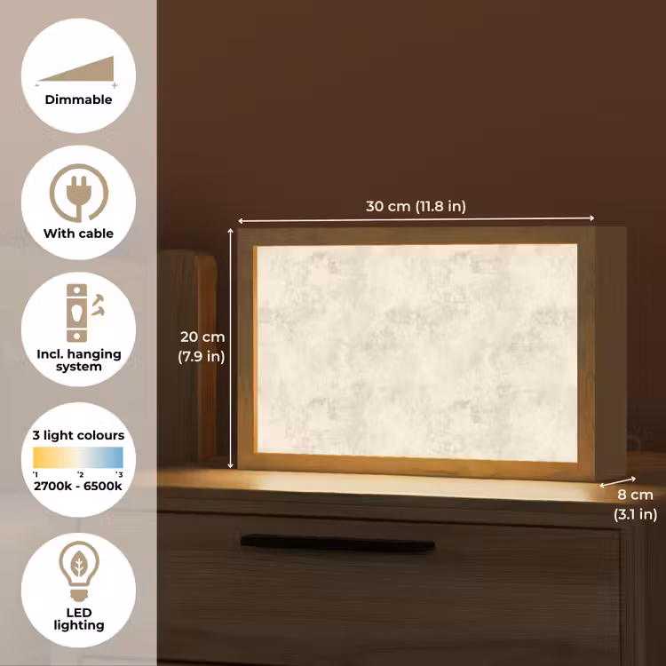 Patroon - Organisch - Beige Light Box met kabel (Tafellamp) klein 924 -USP_EN