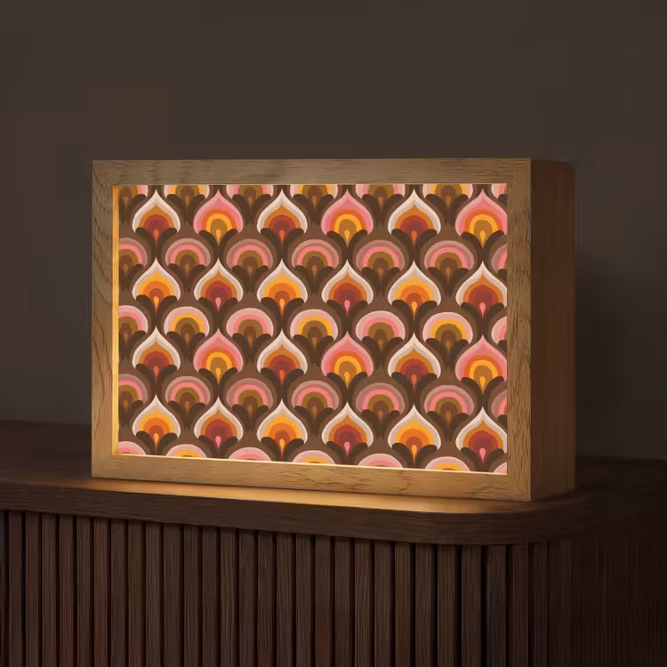 Patroon - Retro - Kleurrijk Light Box met kabel (Tafellamp) klein 924 -z3d_website